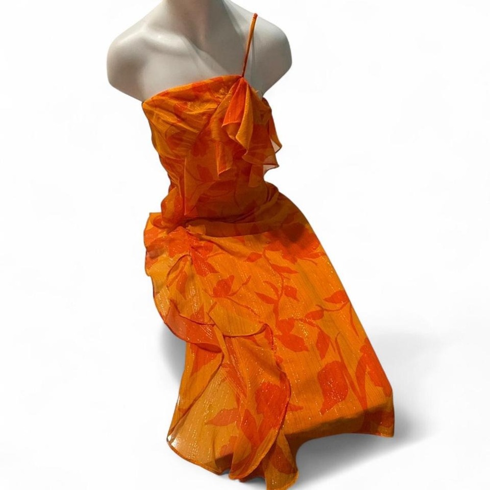 Taylor Orange Floral One-Shoulder Maxi Dress‎